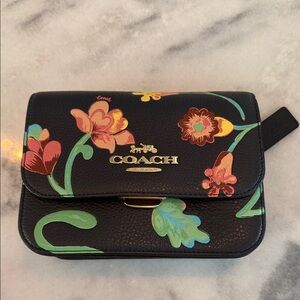 COACH Navy Blue Floral Clutch